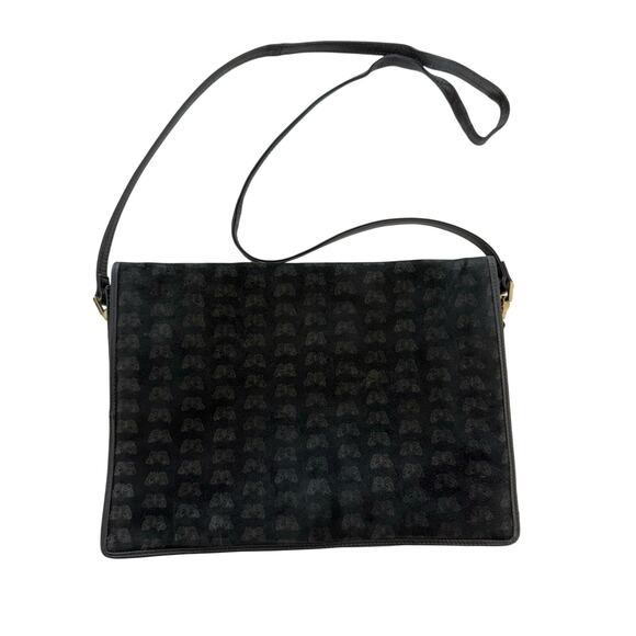 Bottega Veneta Vintage Suede Shoulder Bag Envelope Clutch Black Butterfly Print - Picture 1 of 16